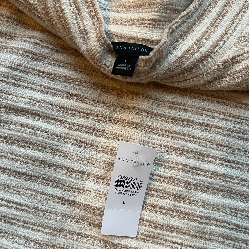 NWT Ann Taylor Tweed Striped Mock Turtleneck Top Women's Size Large - Picture 4 of 4